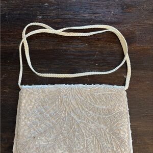 Ivory Beaded Evening Crossbody Bag